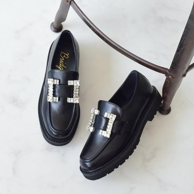 ブリジット バーキン（Bridget Birkin）/25秋冬新作◆Bridget Birkin◆3cmヒール◆スクエアビジューローファー