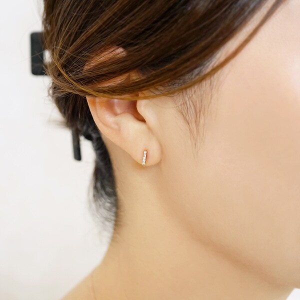 テイクアップ ハートチャーム アメリカンピアス イエローゴールド