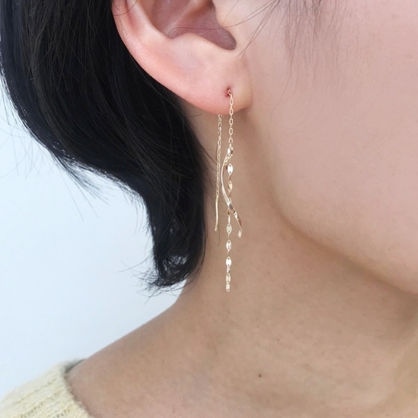 テイクアップ　ピュア（TAKE−UP Pure）/K18・K10　イエローゴールドひねりロングアメリカンピアス（YG）の通販は