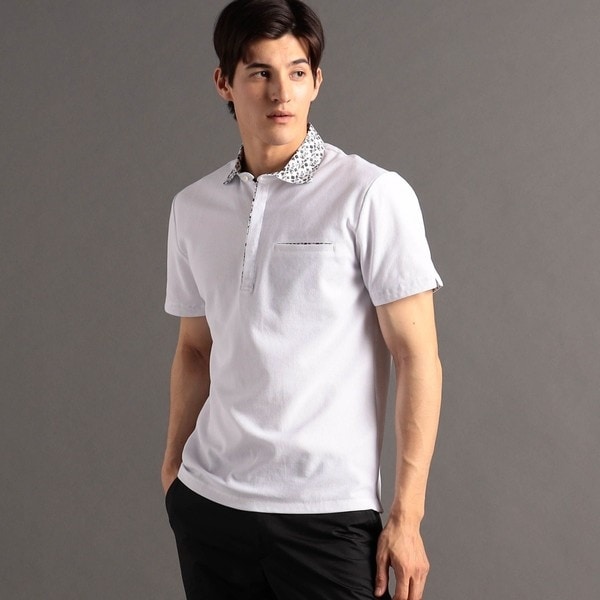 ムッシュニコル（MONSIEUR NICOLE）/ハニカムジャージー フラワーシャツ襟 ポロシャツ