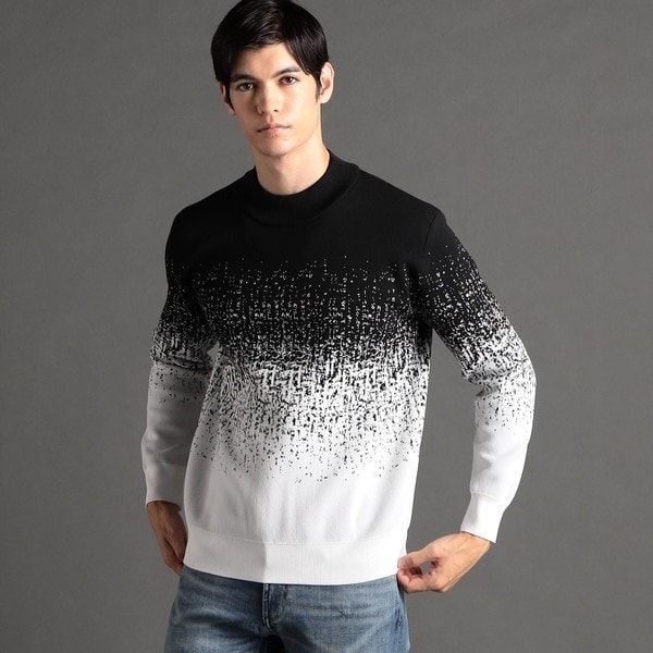 ムッシュニコル（MONSIEUR NICOLE）/【ex/tra】グラフィックグラデーションジャカード モックネックニット