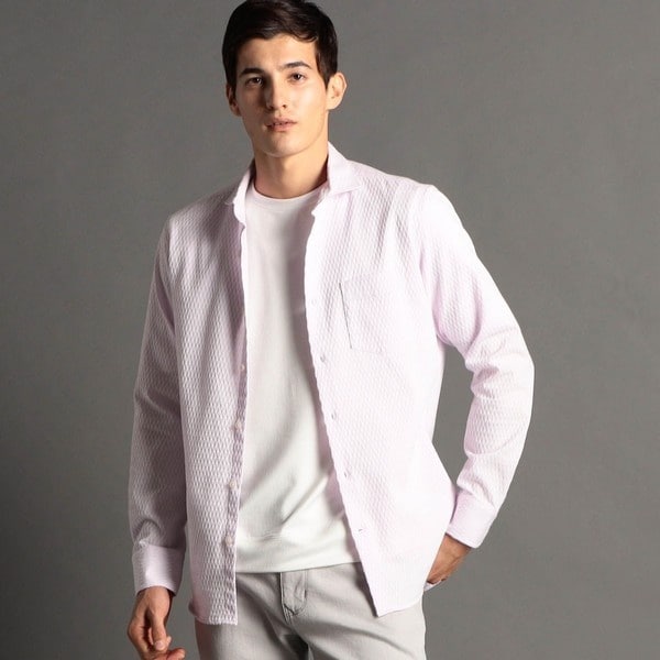 ムッシュニコル（MONSIEUR NICOLE）/ヘリンボンジャカード ストレッチシャツ