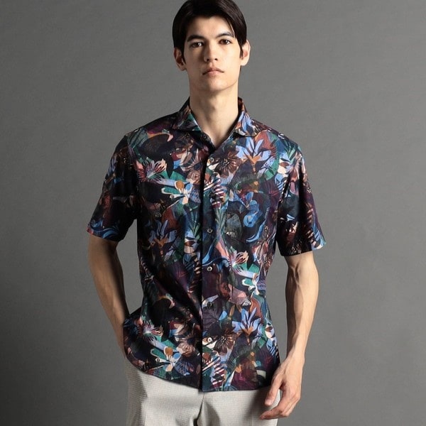 ムッシュニコルエクストラ（MONSIEUR NICOLE ex/tra）/【ex/tra】TEXTA ボタニカルプリント カッタウェイカラーシャツ