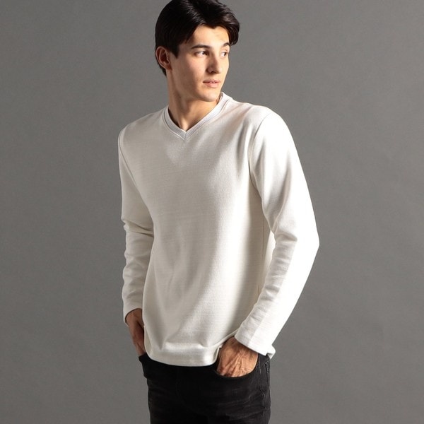 ムッシュニコル（MONSIEUR NICOLE）/メランジダブルフェイス Vネックカットソー