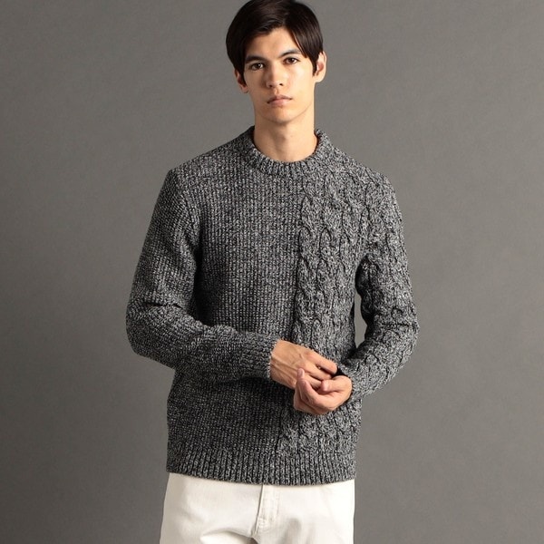 ムッシュニコルエクストラ（MONSIEUR NICOLE ex/tra）/【ex/tra】 ミックスケーブル クルーネックニット ムッシュニコルエクストラ（MONSIEUR NICOLE ex/tra）/【ex/tra