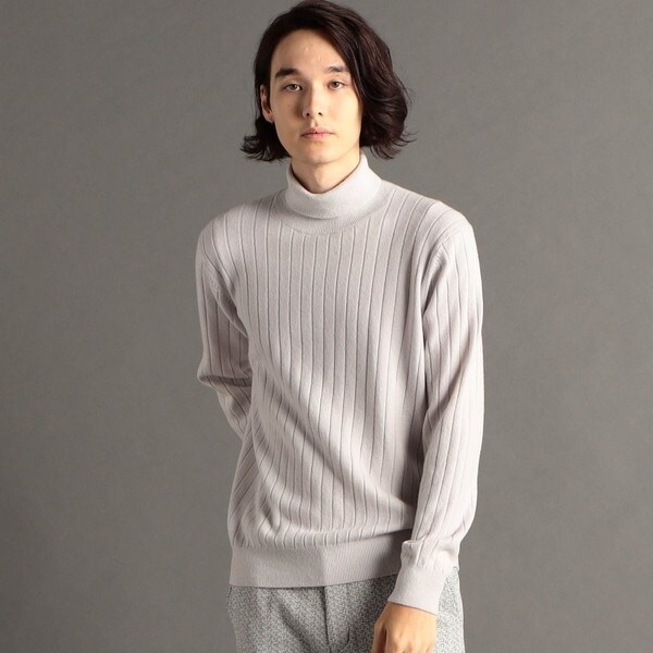 ムッシュニコル（MONSIEUR NICOLE）/カシミヤ混 ワイドリブ タートルネックニット