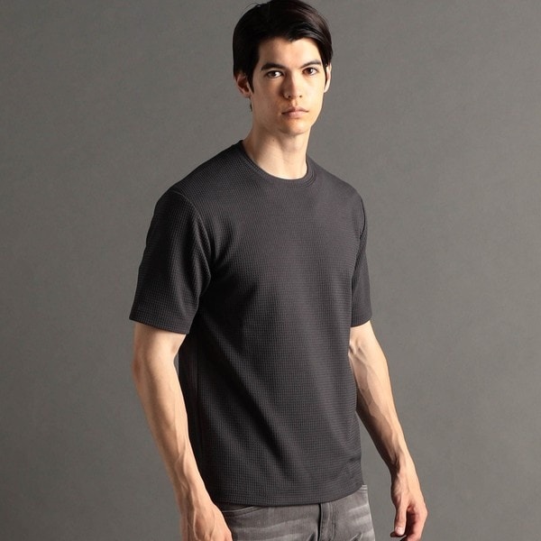 ムッシュニコルエクストラ（MONSIEUR NICOLE ex/tra）/【ex/tra】ワッフルニット ドビー半袖Tシャツ_1