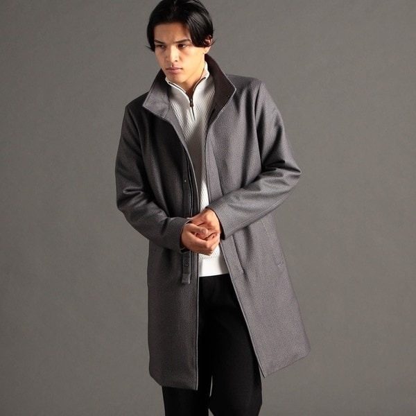 ムッシュニコル（MONSIEUR NICOLE）/ダウンファブリックヘリンボン スタンドカラーコート