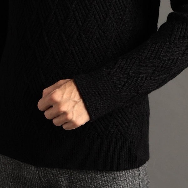 新品▼ニコル　NICOLE　畦編み　リブ編み　ニット　セーター　メリノウール　48　Lサイズ　黒　ブラック　クルーネック　TRES WOOL リブ編み ハイネックニット｜ニット｜ニコル公式通販サイト｜NICOLE