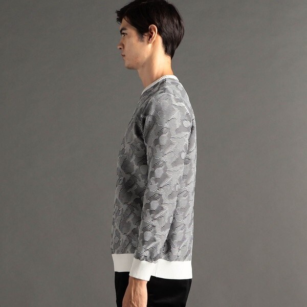 ムッシュニコルエクストラ（MONSIEUR NICOLE ex/tra）/【ex/tra】ECOPET デジタルカモ ガータークルーネックニット ムッシュニコルエクストラ（MONSIEUR NICOLE ex/tra）/【ex/tra