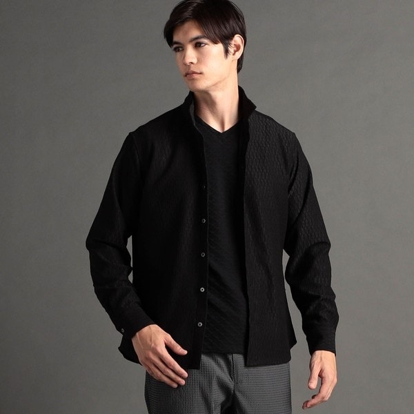 ムッシュニコルエクストラ（MONSIEUR NICOLE ex/tra）/【ex/tra】ダークワッシャー スタンドカラーシャツ