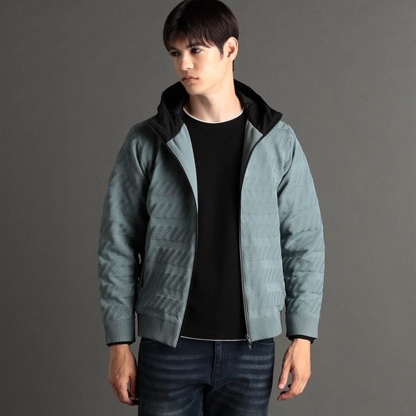 ムッシュニコルエクストラ（MONSIEUR NICOLE ex/tra）/【ex/tra】ジオメトリックストライプ ニットフーディ