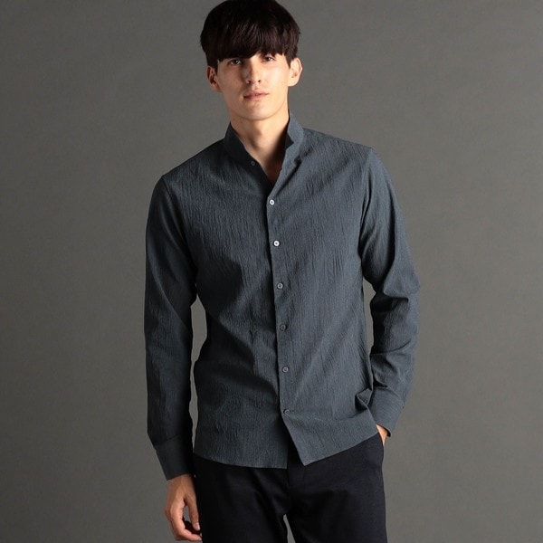 ムッシュニコル（MONSIEUR NICOLE）/トリコットワッシャー スタンドカラーシャツ