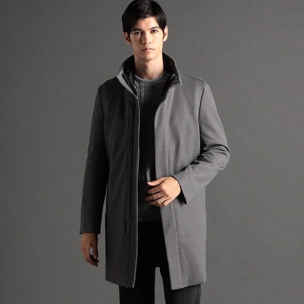 【NEW】ムッシュニコルエクストラ（MONSIEUR NICOLE ex/tra）/【ex/tra】ヘリンボンダブルジャカード 3Wayスタンドカラーコート