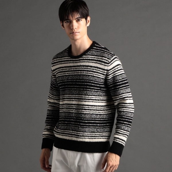 ムッシュニコル（MONSIEUR NICOLE）/グラデーションボーダー クルーネックニット