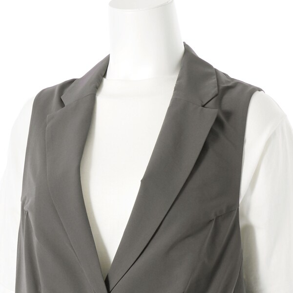 グリーンノート（gree*n[nout]）/冷感ストレッチブロードテーラーベスト　【グリーンノート】【大きいサイズ】【レディース】【L・LL号】 グリーンノート（gree*n[nout]）/冷感ストレッチブロードテーラー