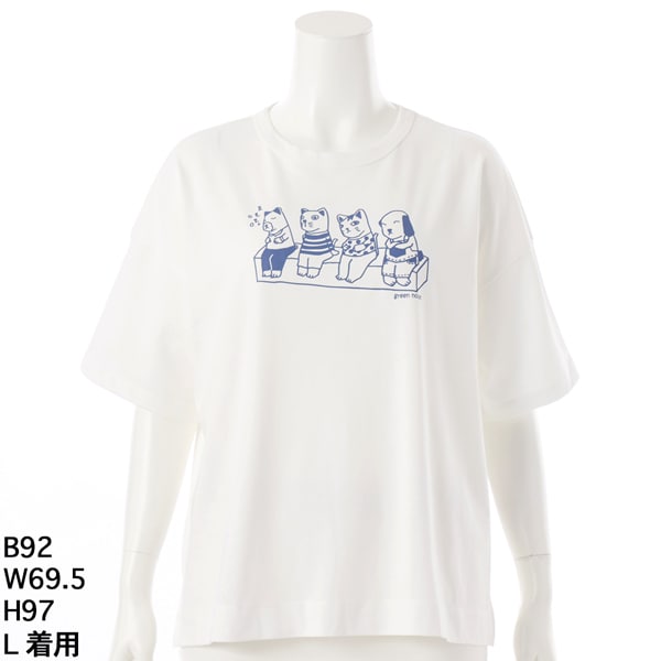 グリーンノート（gree*n[nout]）/イヌネコプリントTシャツ 【グリーンノート】【大きいサイズ】【レディース】【L・LL号】