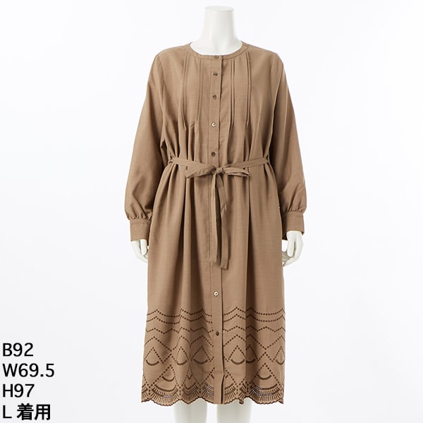 グリーンノート（gree*n[nout]）/スカラップ刺繍ワンピース 【グリーンノート】【大きいサイズ】【レディース】【L・LL号】