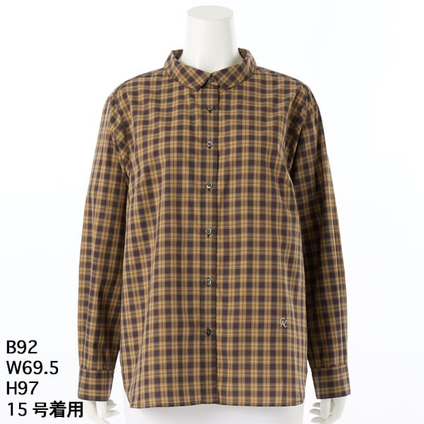 グリーンノート（gree*n[nout]）/ポプリンタータンチェックシャツ 【グリーンノート】【大きいサイズ】【レディース】【13・15・19】