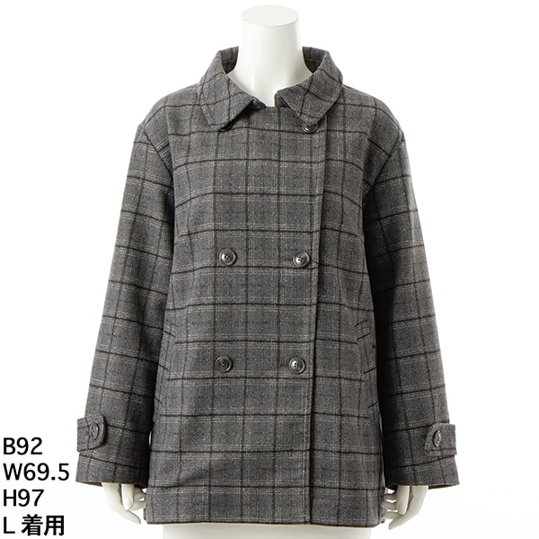 グリーンノート（gree*n[nout]）/チェックコート【グリーンノート】【大きいサイズ】【レディース】【L・LL号】