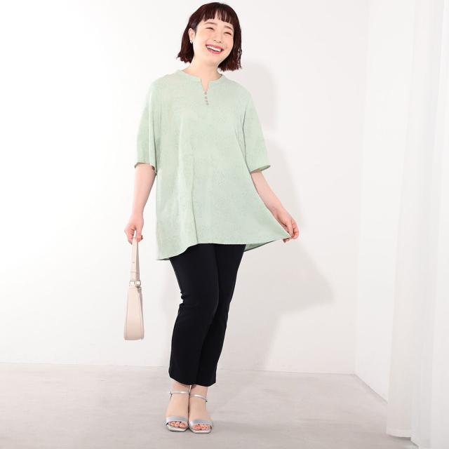 エムビー ミントブリーズ　（MB mint breeze）/【大きいサイズ】カットジャガードチュニック_12