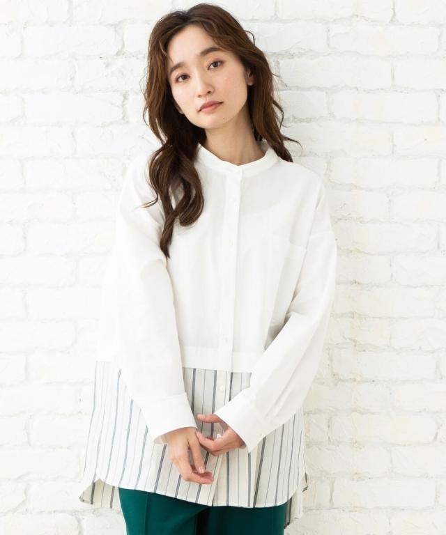 サブ ストリート/21号 【MADE IN JAPAN】ストライプ切り替えシャツ サブ ストリート/21号 【MADE IN JAPAN】ストライプ切り替えシャツの