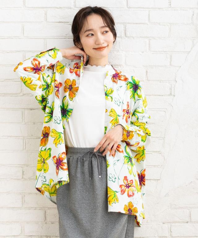 サブストリート（sab street）/【大きいサイズ】 15号(3L) ペイントフラワープリントシャツ