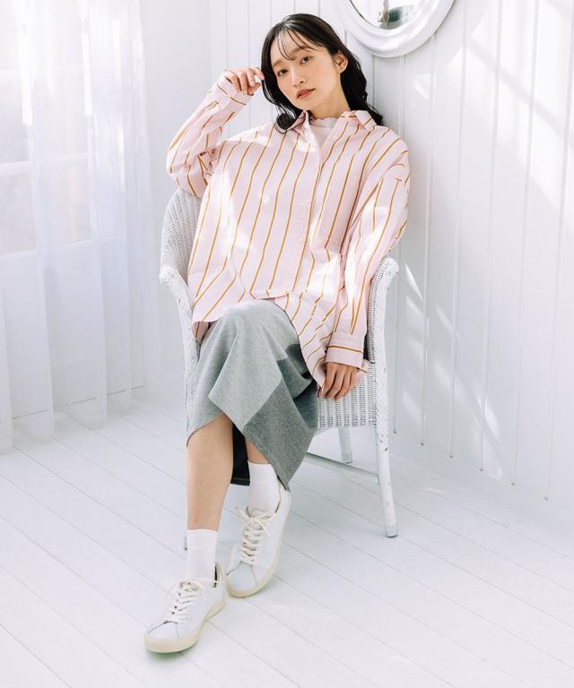 サブストリート（sab street）/【大きいサイズ】 15号(3L) FONTLAB 先染めストライプオーバーシャツ