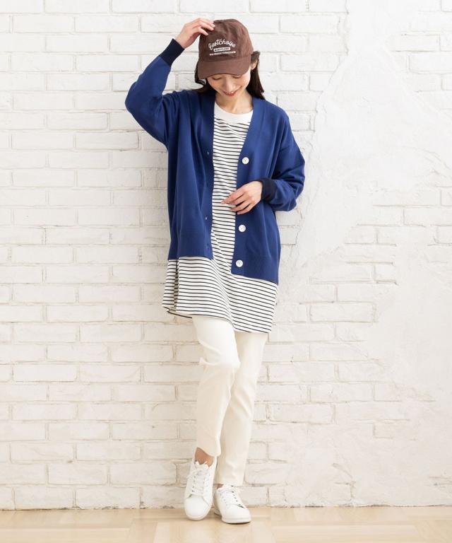 サブストリート（sab street）/【大きいサイズ】 15号(M・3L) FONTLAB 袖口配色Vカーディガン