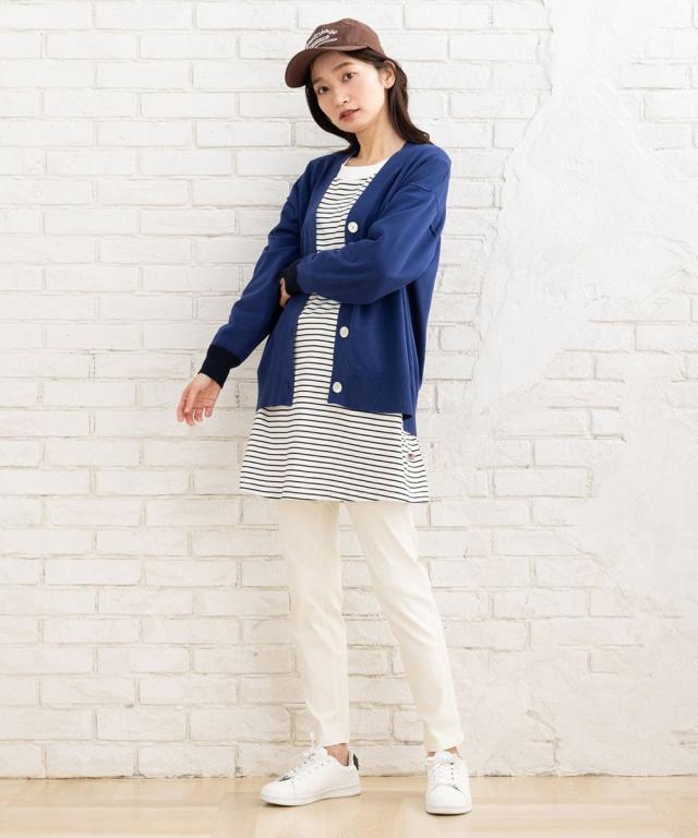 サブストリート（sab street）/【大きいサイズ】 15号(M・3L) FONTLAB 袖口配色Vカーディガン