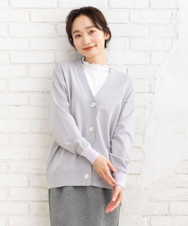 サブストリート（sab street）/【大きいサイズ】 21号(6L〜) FONTLAB 袖口配色Vカーディガン