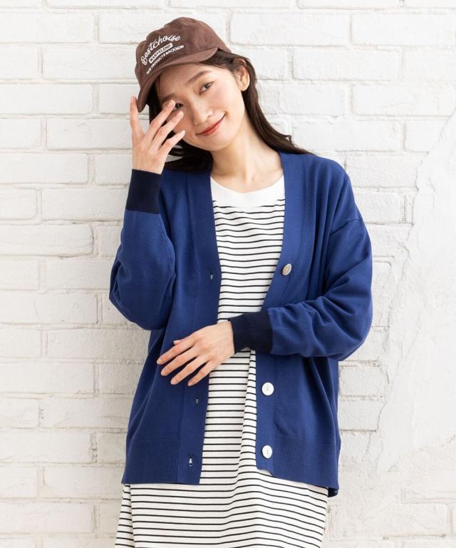 サブストリート（sab street）/【大きいサイズ】 21号(6L〜) FONTLAB 袖口配色Vカーディガン