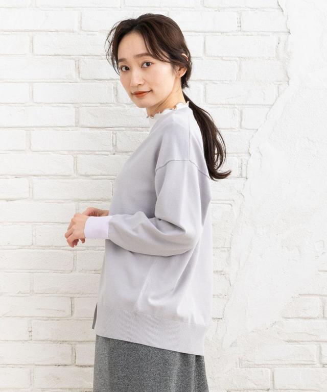 サブストリート（sab street）/【大きいサイズ】 21号(6L〜) FONTLAB 袖口配色Vカーディガン