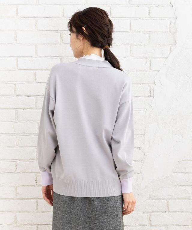 サブストリート（sab street）/【大きいサイズ】 21号(6L〜) FONTLAB 袖口配色Vカーディガン