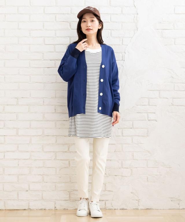 サブストリート（sab street）/【大きいサイズ】 21号(6L〜) FONTLAB 袖口配色Vカーディガン