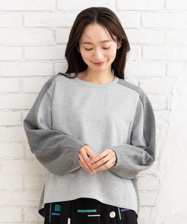 サブストリート（sab street）/【大きいサイズ】 15号・19号 FONTLAB ラメボンディングバイカラースウェット