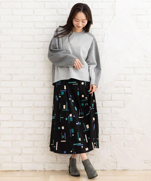 サブストリート（sab street）/【大きいサイズ】 21号(6L〜) FONTLAB 異素材カラーブロッキングスウェット サブストリート（sab street）/【大きいサイズ】 21号(6L〜) FONTLAB