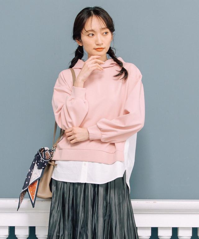 サブストリート（sab street）/【大きいサイズ】 9号・15号(M・3L) FONTLAB 布帛コンビポンチパーカー