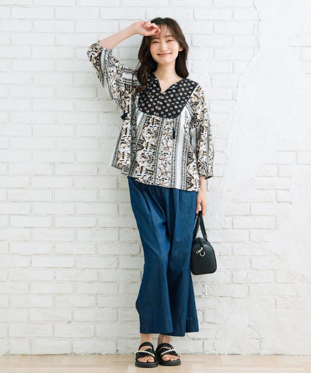 サブストリート（sab street）/【大きいサイズ】 21号(6L〜) INDESIGN ピンタックラインデニムパンツ サブストリート（sab street）/【大きいサイズ】 21号(6L〜) INDESIGN