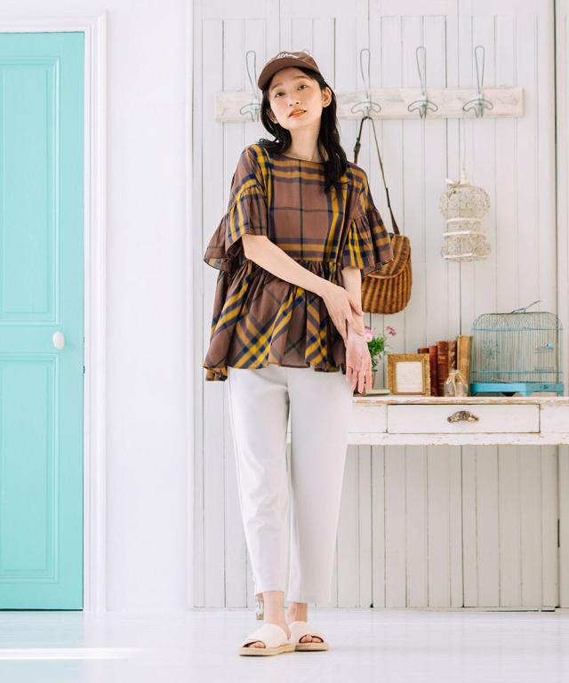 サブストリート（sab street）/【大きいサイズ】 9号・15号・19号FONTLAB カットジョーゼットテーパードパンツ サブストリート（sab street）/【大きいサイズ】 9号・15号・19号