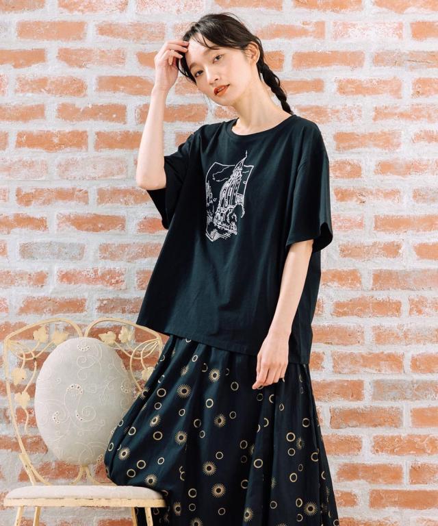 サブストリート（sab street）/【大きいサイズ】 9号・15号(M・3L) ランドスケープエンブロイダリーTシャツ