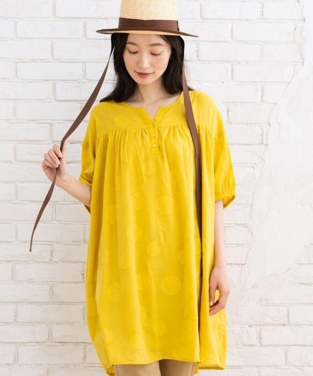 サブストリート（sab street）/【大きいサイズ】 21号(6L〜) INDESIGN ドットジャガード＆エンブロイダリーチュニック