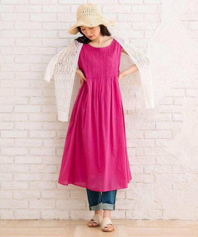 サブストリート（sab street）/【大きいサイズ】 21号(6L〜) INDESIGN ピンタックノースリーブワンピース