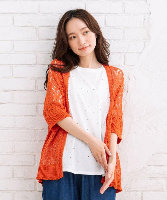 サブストリート（sab street）/【大きいサイズ】 21号(6L〜) ストローヤーンホールガーメント透かし編みボレロ