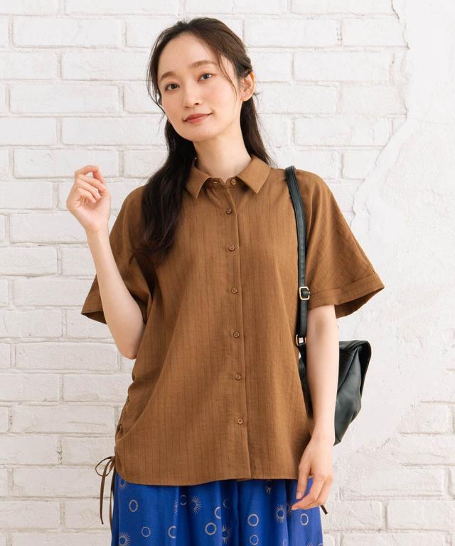 サブストリート（sab street）/15号(3L) リネンライクサイドドロストシャツ サブストリート（sab street）/15号(3L) リネンライクサイドドロスト