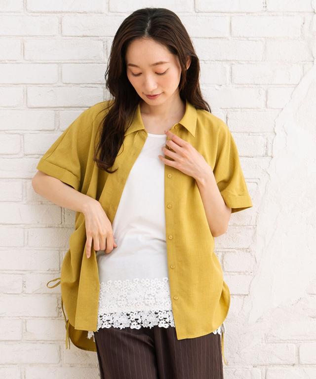 サブストリート（sab street）/15号(3L) リネンライクサイドドロストシャツ サブストリート（sab street）/15号(3L) リネンライクサイドドロスト