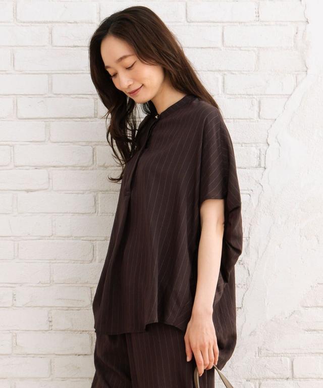 サブストリート（sab street）/15号(3L) FONTLAB ダブルストライプギャザーブラウス