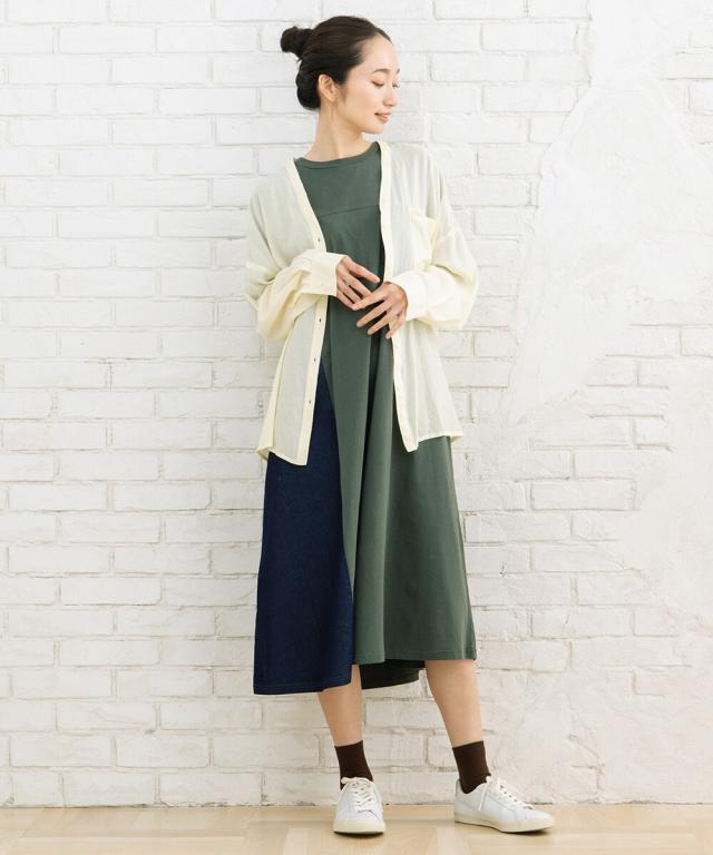 サブストリート（sab street）/【大きいサイズ】21号(6L〜) FONTLAB 気流染めワンポイントロゴゆるシャツ サブストリート（sab street）/【大きいサイズ】21号(6L〜) FONTLAB