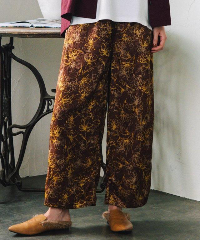 サブストリート（sab street）/【大きいサイズ】21号(6L〜) フラワージャカードワイドパンツ