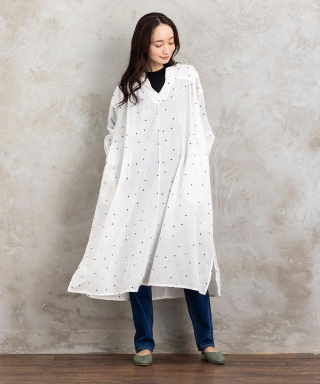 サブストリート（sab street）/【大きいサイズ】15号(3L) ホイルドットプリントキーネックワンピース